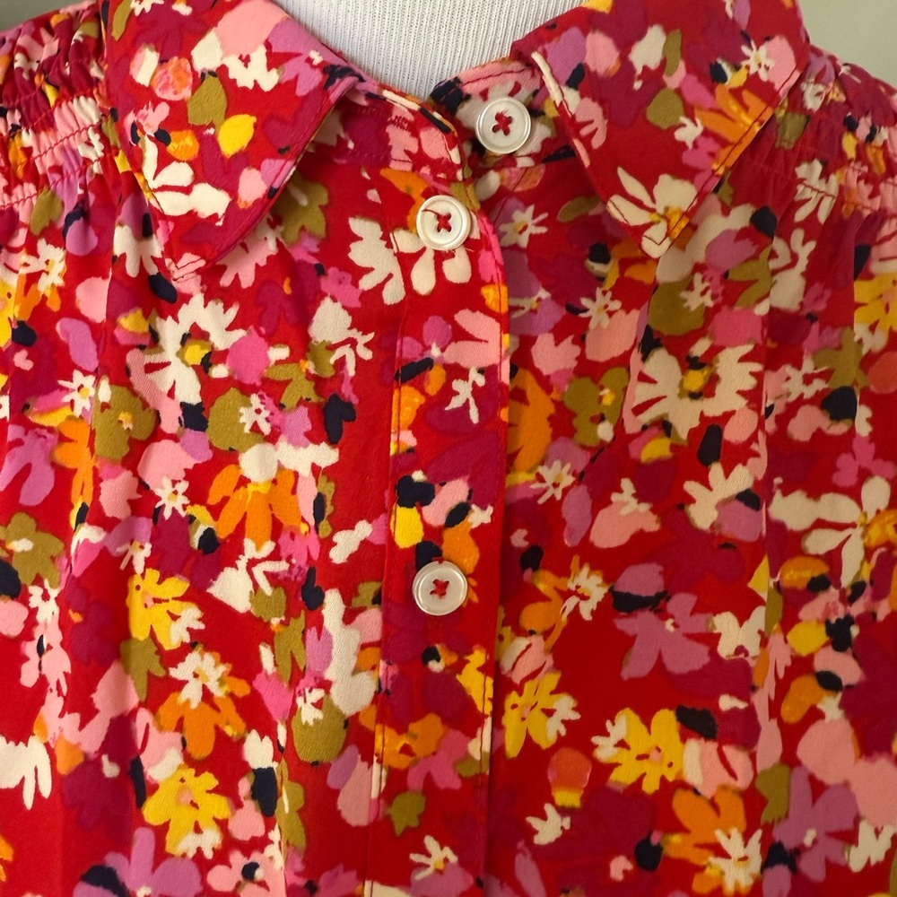 Sanctuary by Anthropologie Red Floral Button Up Long Sleeved Blouse. Size small - Picture 2 of 8